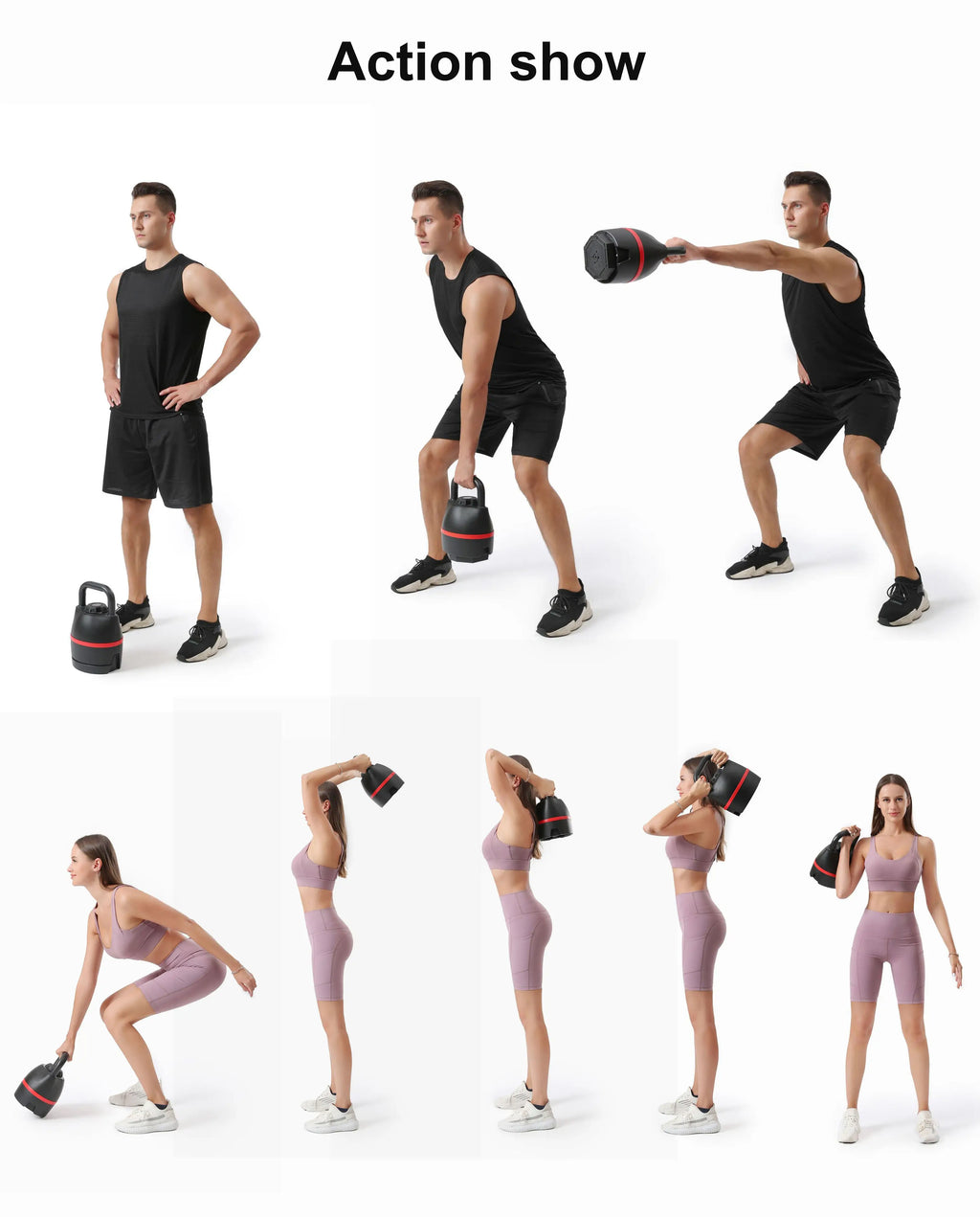 Adjustable Dumbbell Kettlebell 6 Weight Levels 40 Lbs 18 Kgs