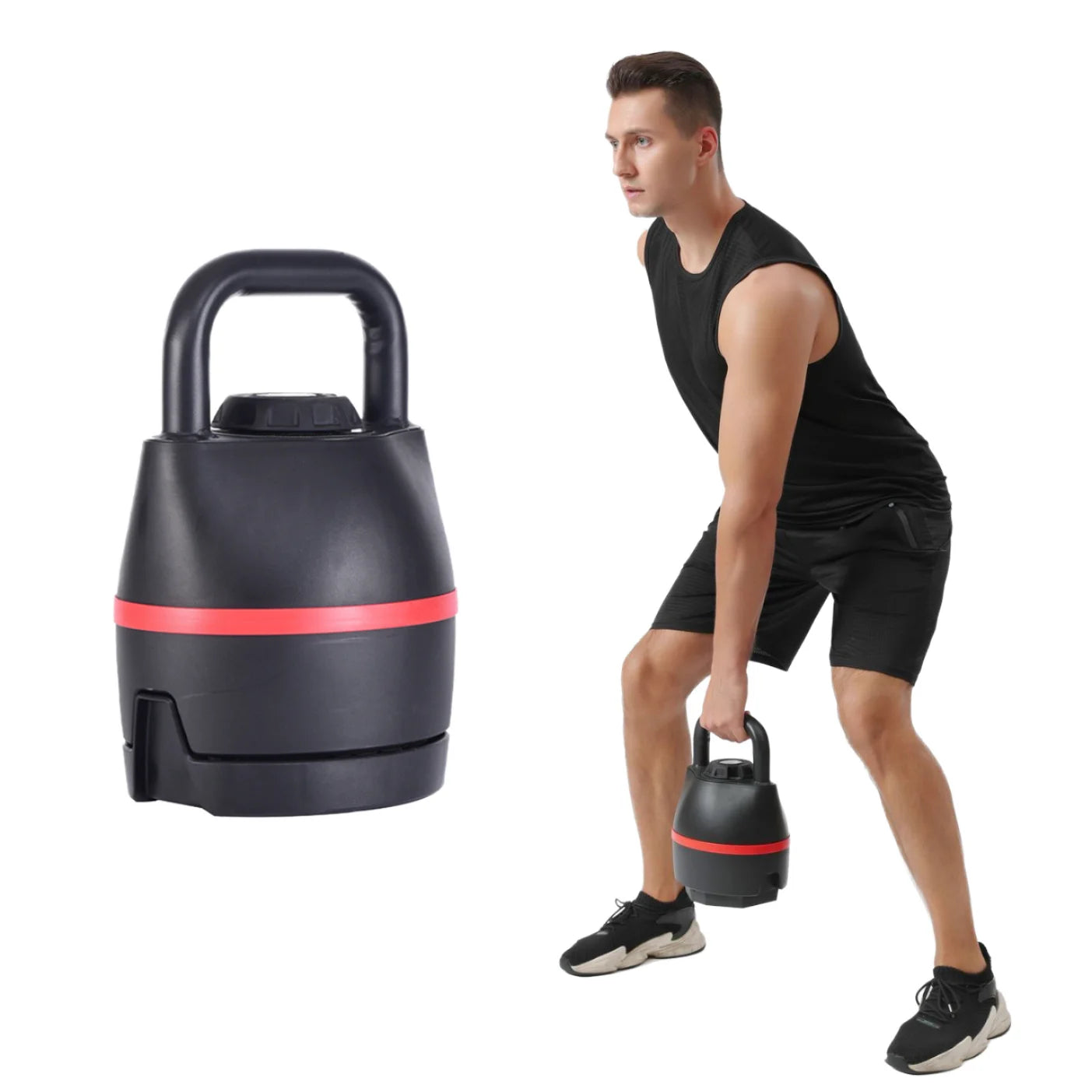 Adjustable Dumbbell Kettlebell 6 Weight Levels 40 Lbs 18 Kgs