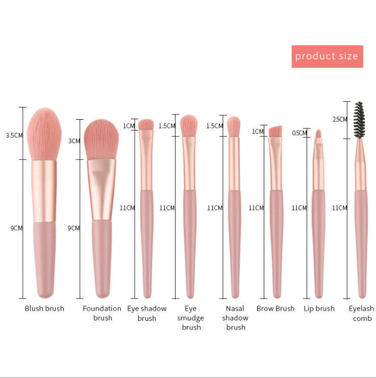 8Pcs Makeup Brushes Pro Pink