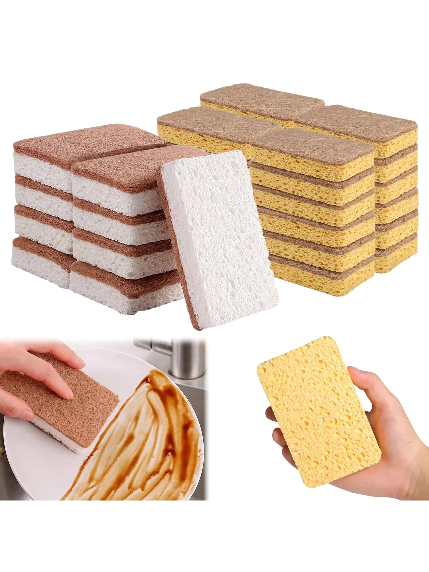 Biodegradable compostable cellulose and coconut scrubbing sponge
