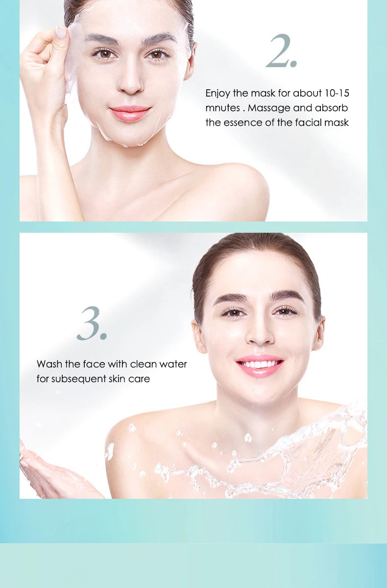 10pcs Hyaluronic Acid Hydrating Facial Mask