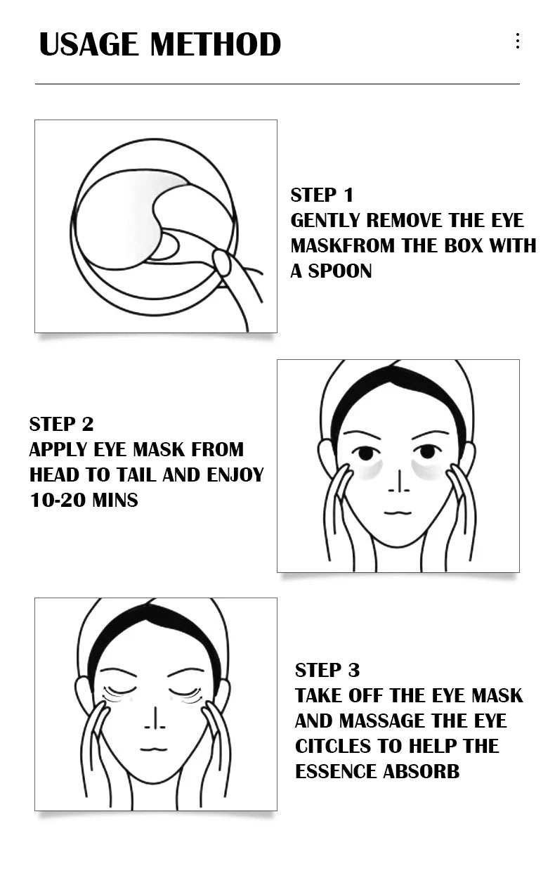 Black Pearl Eye Patches Anti Dark Circles Moisturizing Anti-Wrinkles 60 COUNT