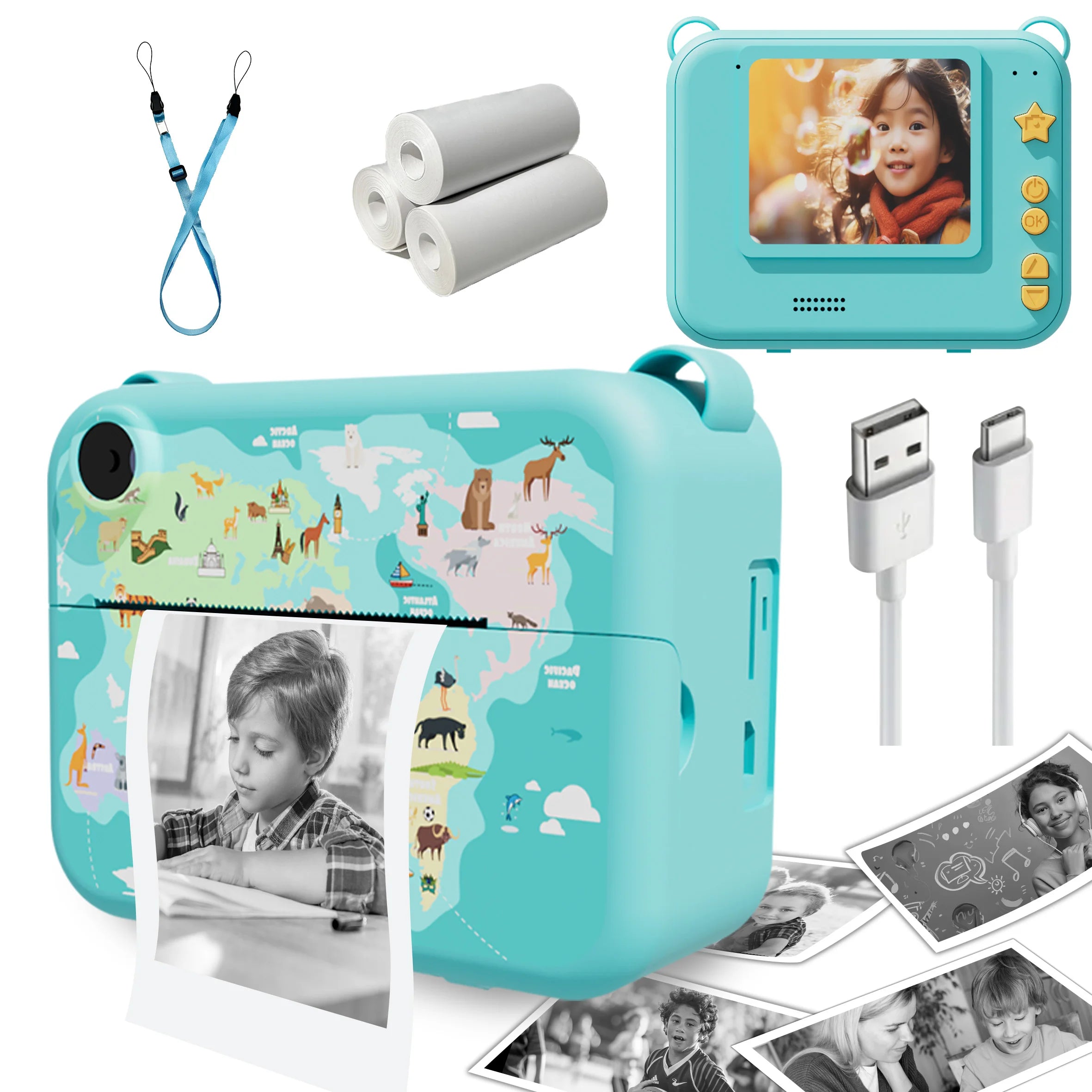 Children Camera Instant Print Photo 1080P HD with Mini Thermal Printer