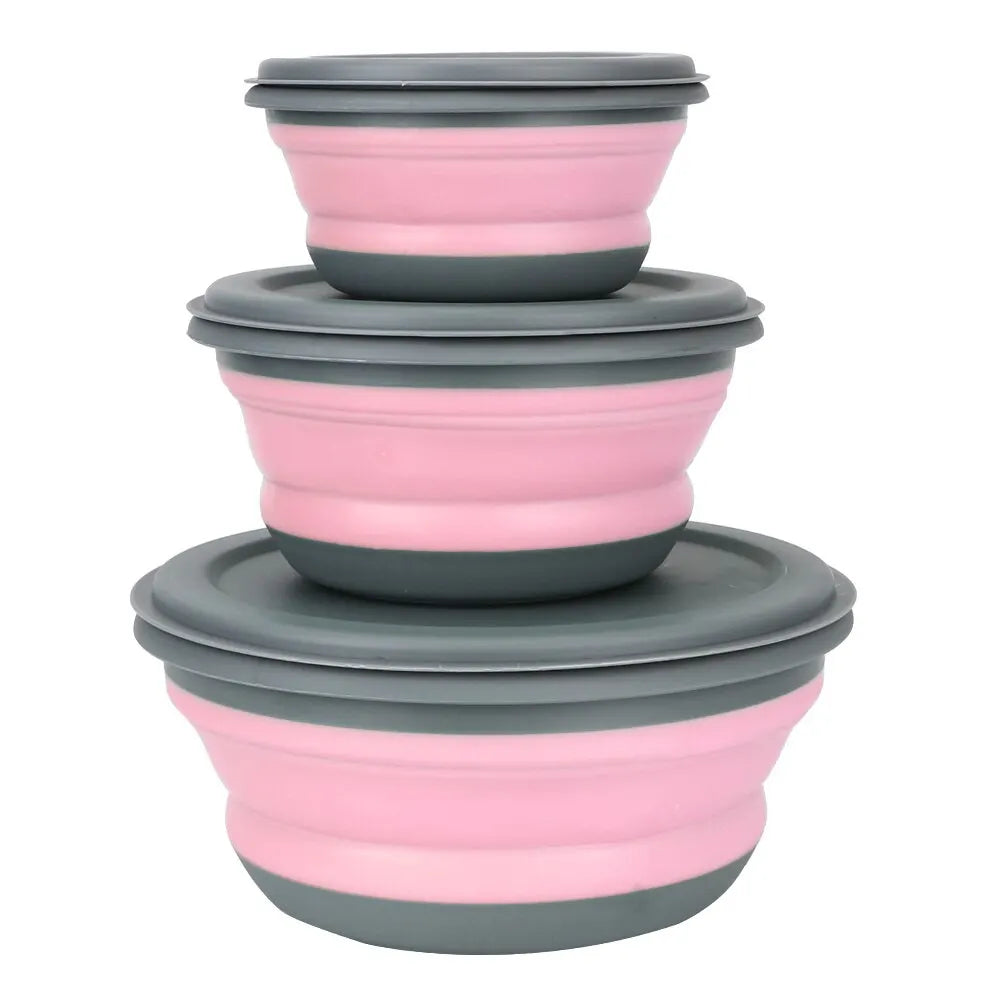 3 Pieces Silicone Folding Bowls with Lid