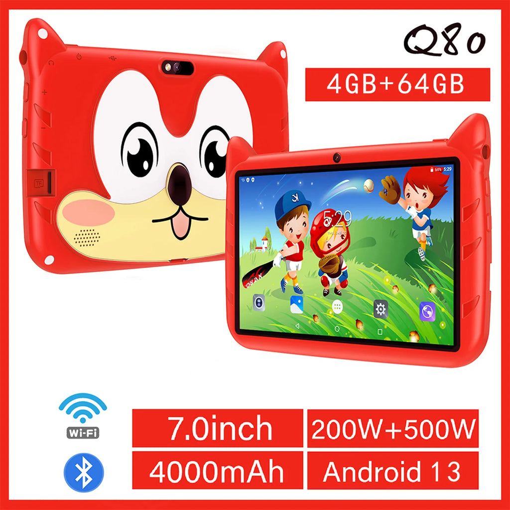 5G WiFi 7 Inch Kids Tablet Quad Core 4GB RAM 64GB ROM Dual Cameras