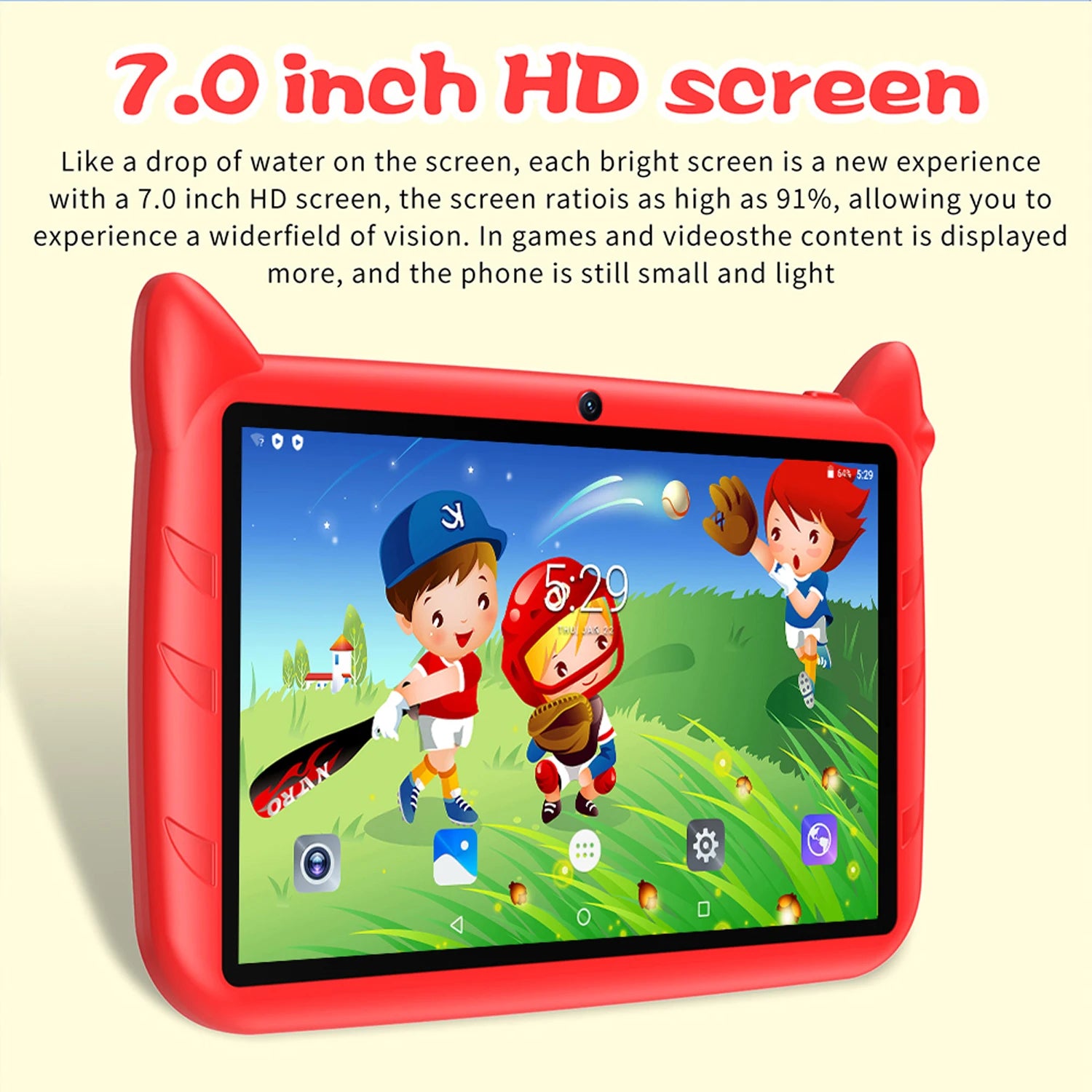 5G WiFi 7 Inch Kids Tablet Quad Core 4GB RAM 64GB ROM Dual Cameras