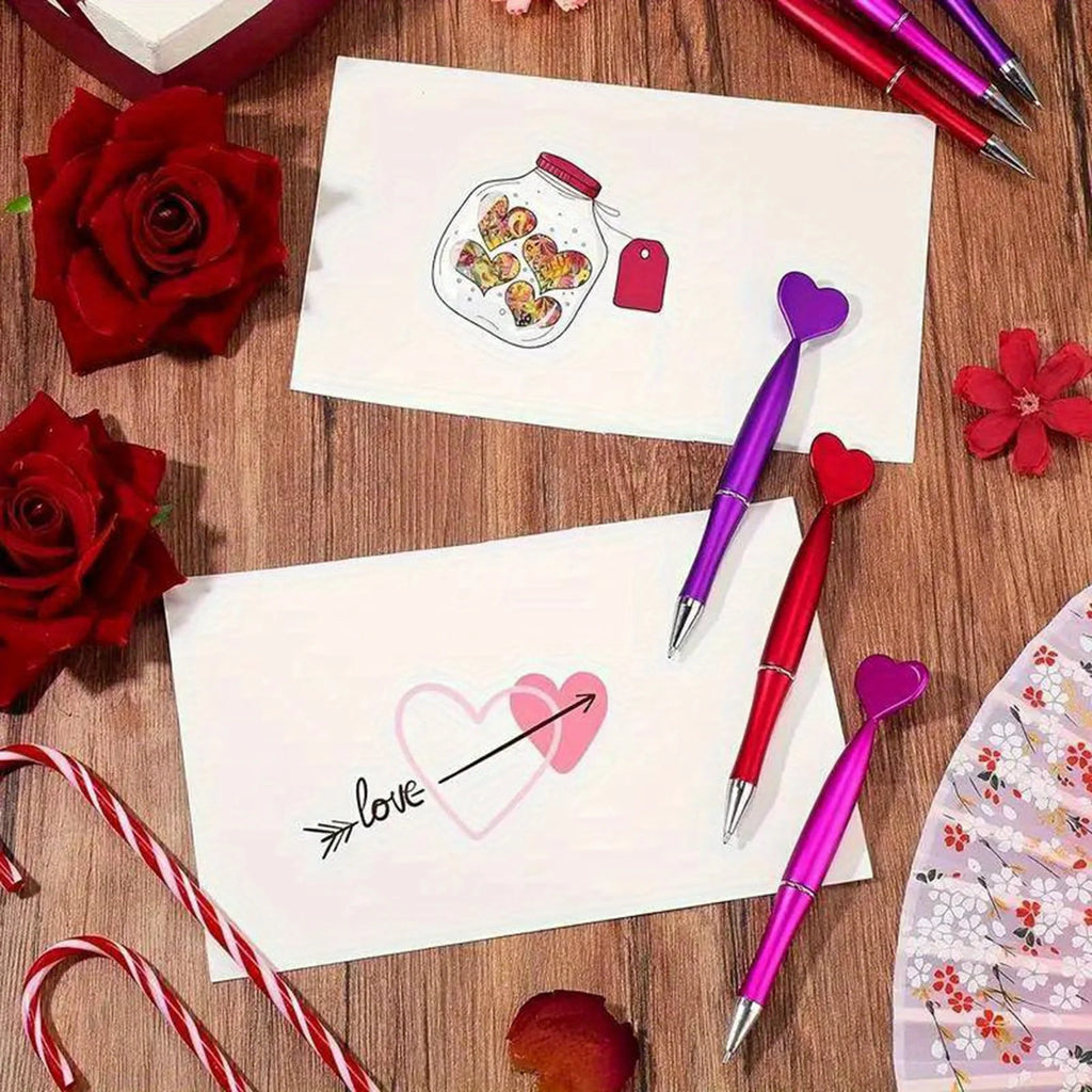 12 Colored Heart-shaped Ballpoint Pens