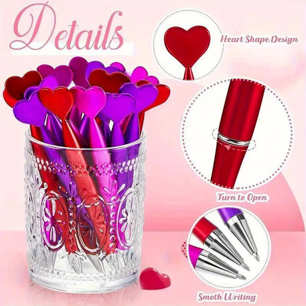 12 Colored Heart-shaped Ballpoint Pens