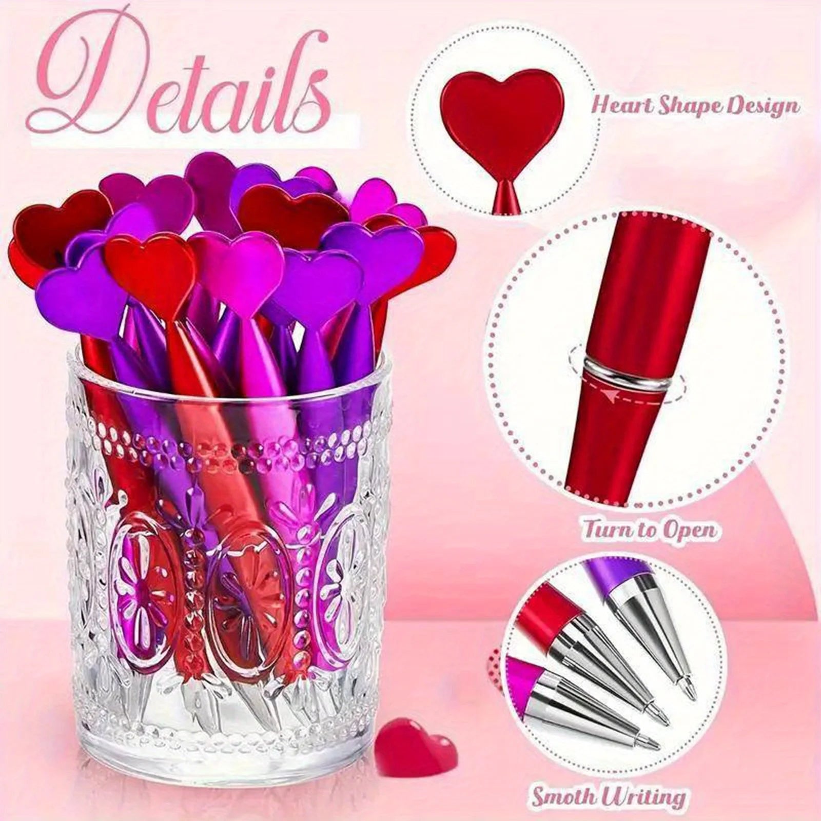 12 Colored Heart-shaped Ballpoint Pens