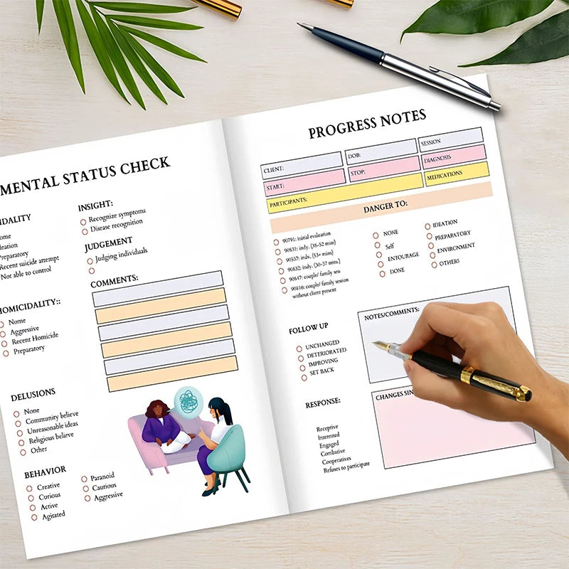 2026 Mental Health Journal Weekly Therapy Notebook for Self Reflection/Care with  Mood Tracking Diary