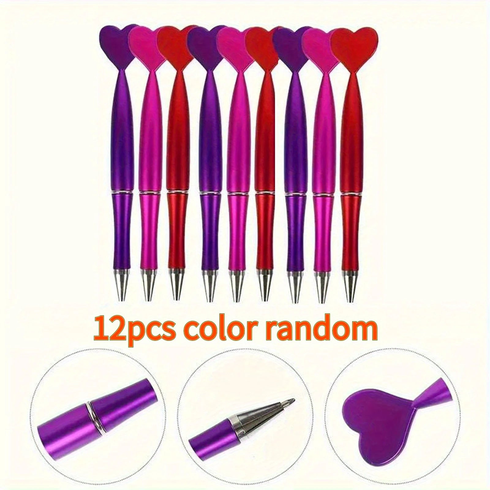 12 Colored Heart-shaped Ballpoint Pens