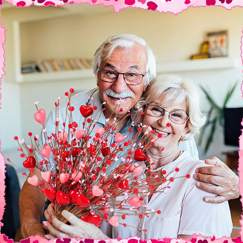 38CM Valentine's Day Gift Artificial Red Pink Berry Stem Fake Bouquet