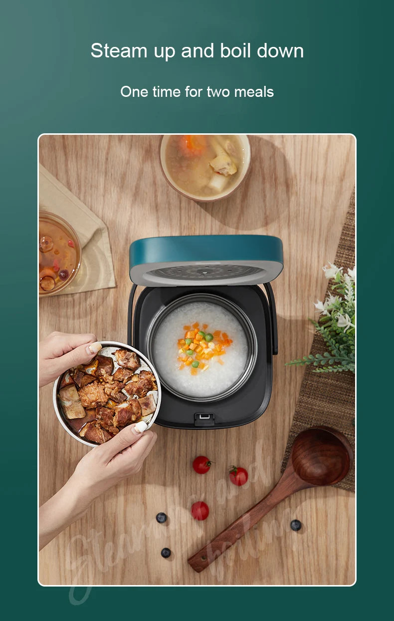 1.2L Mini Electric Rice Cooker Intelligent Automatic Household Kitchen Cooker 1-2 People Small Food Warmer Steamer