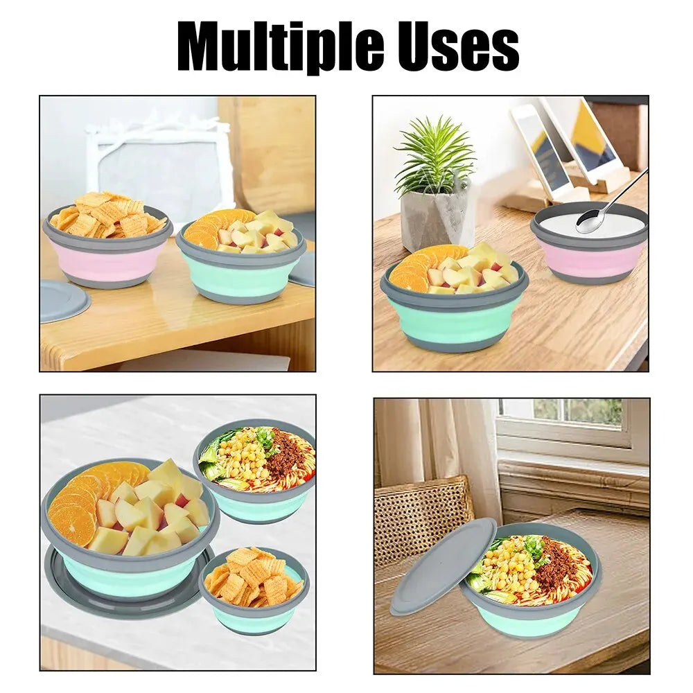 3 Pieces Silicone Folding Bowls with Lid