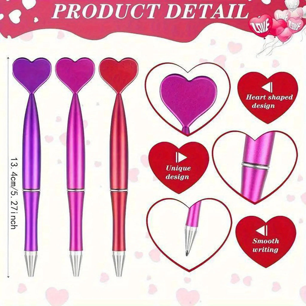 12 Colored Heart-shaped Ballpoint Pens
