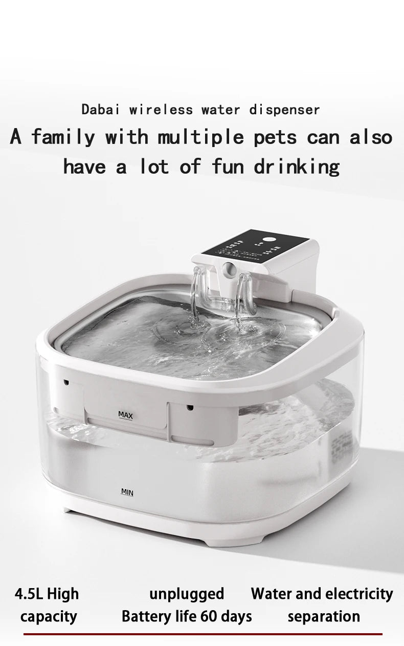 Auto Circulation Wireless/Battery Operated Eco-Friendly Pet Water Dispenser