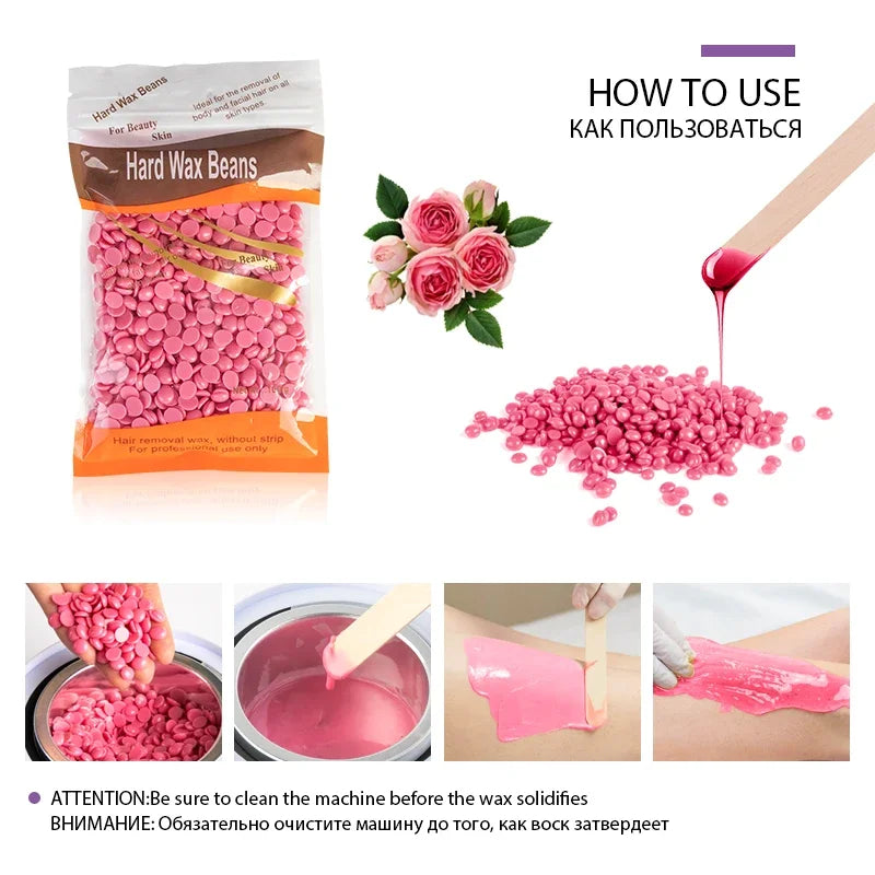 50g Hard Wax for Hair Removal Wax Beads for Sensitive Skin and Brazilian Waxing