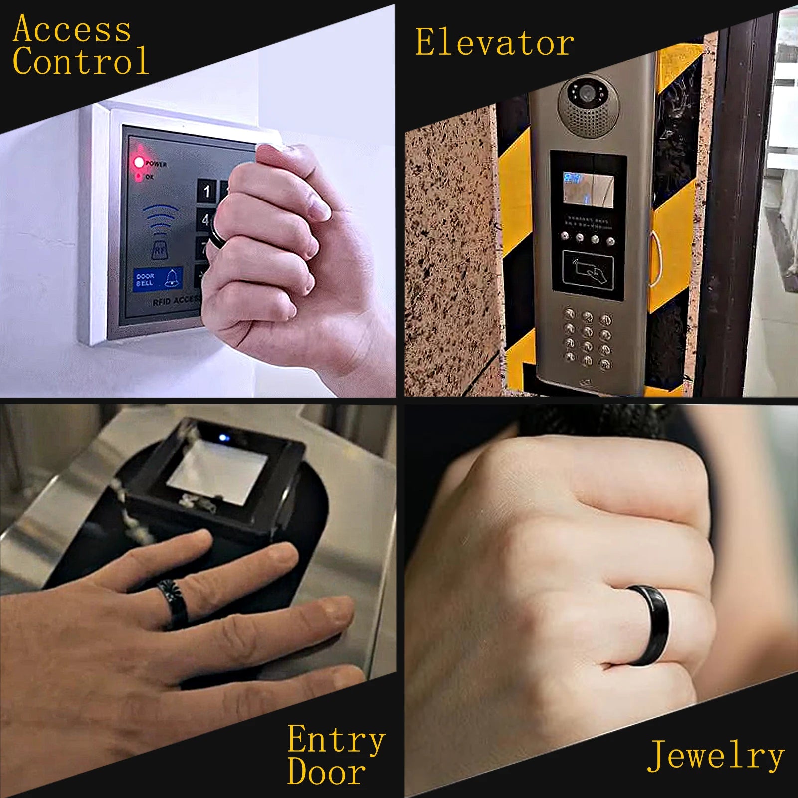 Chip RFID Black or White Ceramics Smart Finger Rewrite Ring 125KHZ