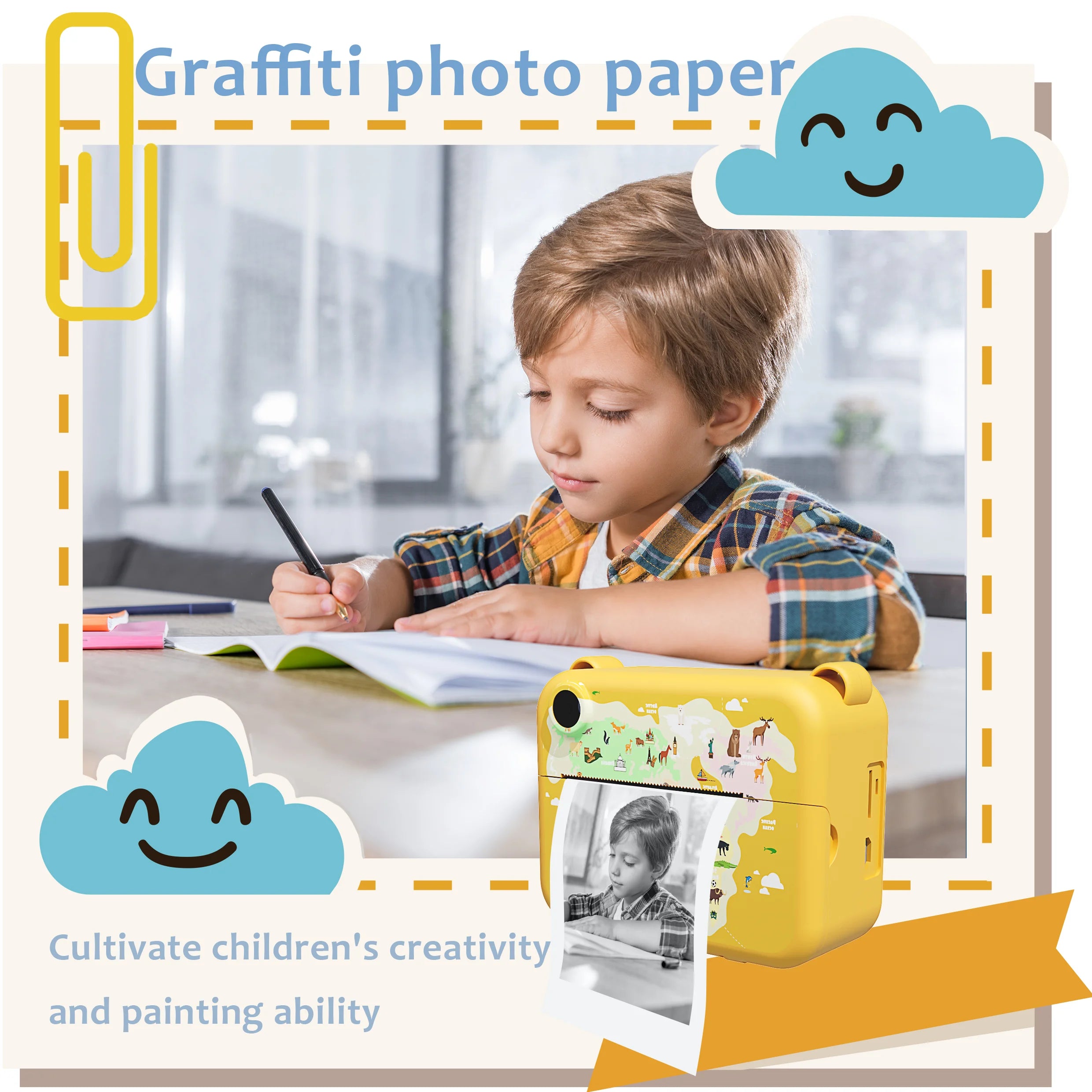 Children Camera Instant Print Photo 1080P HD with Mini Thermal Printer