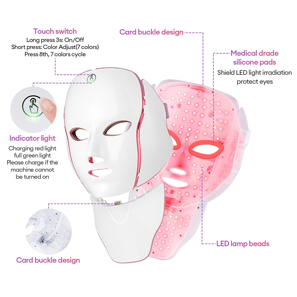 Beauty Mask 7 Colors Light LED Mask Photon Red Light