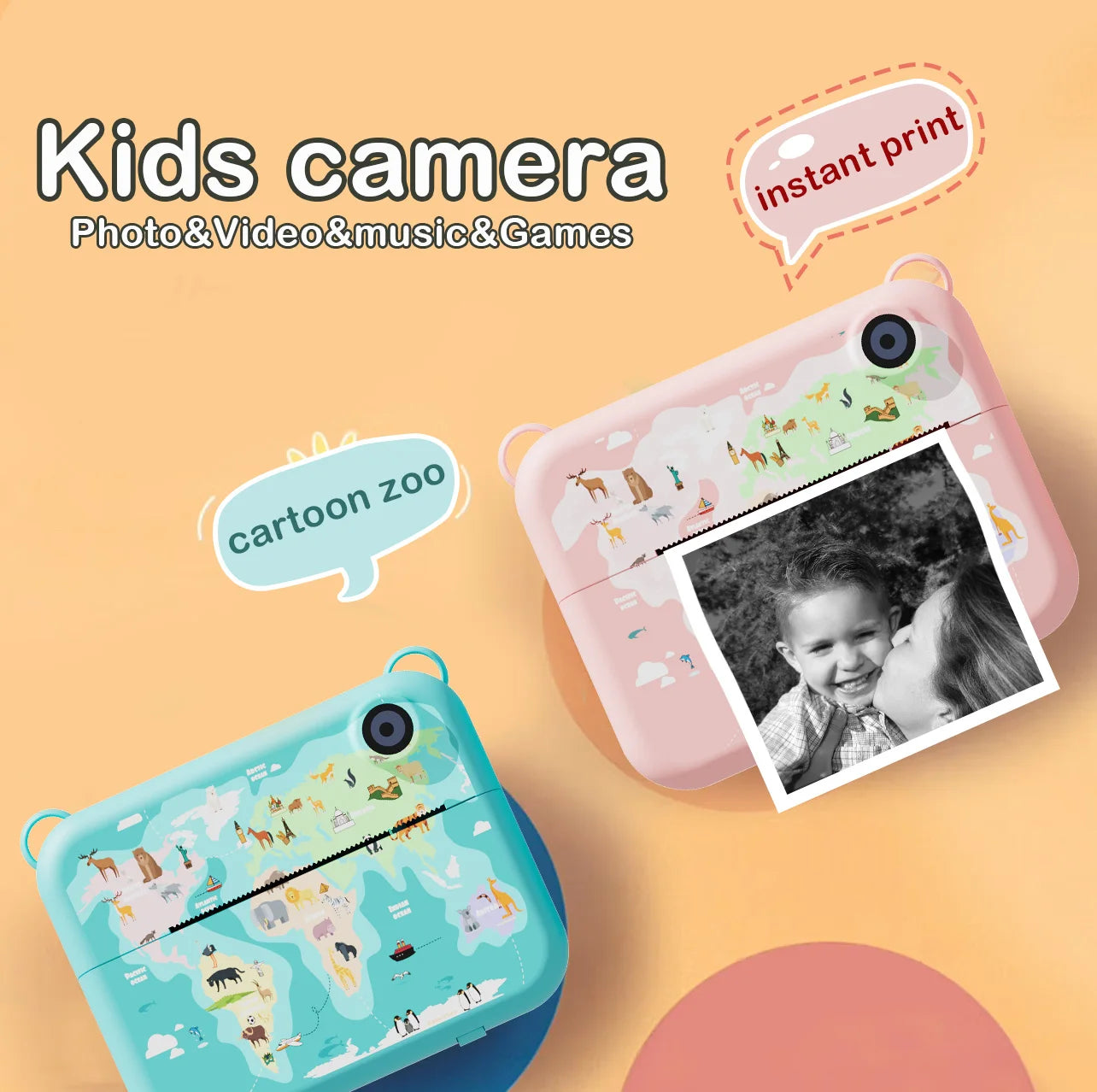 Children Camera Instant Print Photo 1080P HD with Mini Thermal Printer