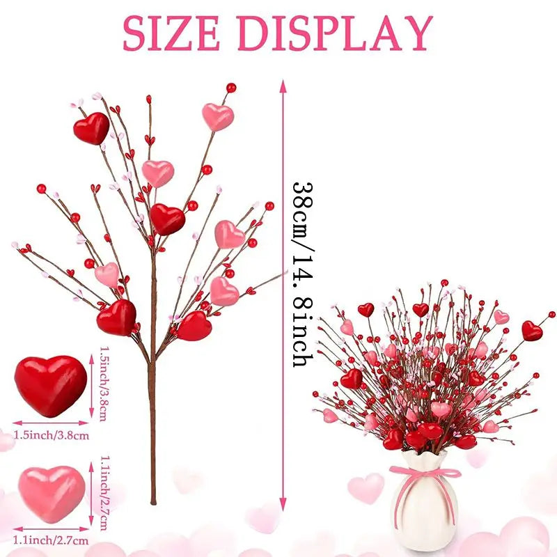 38CM Valentine's Day Gift Artificial Red Pink Berry Stem Fake Bouquet