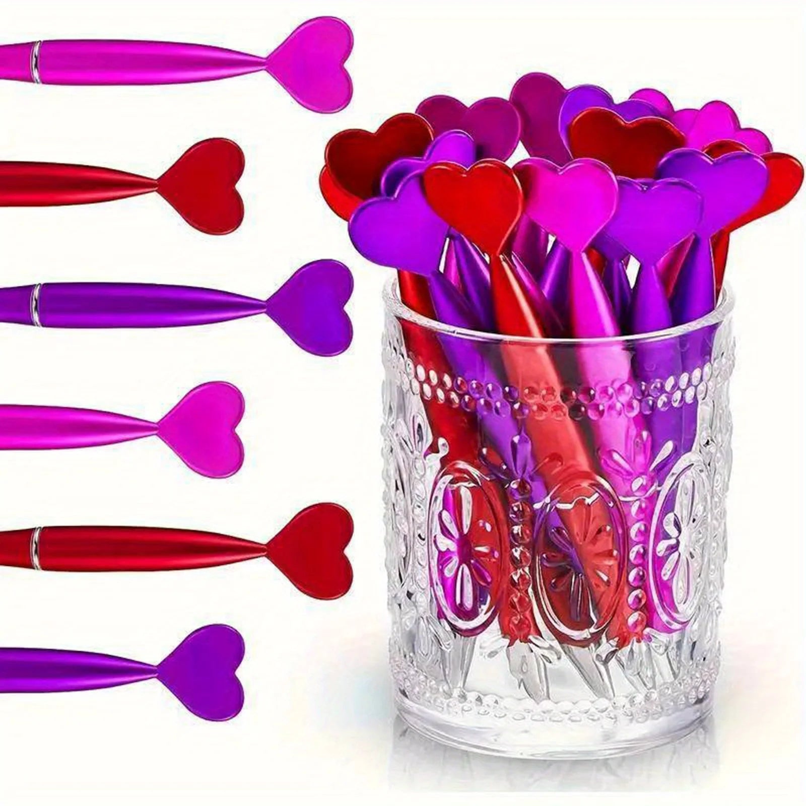 12 Colored Heart-shaped Ballpoint Pens