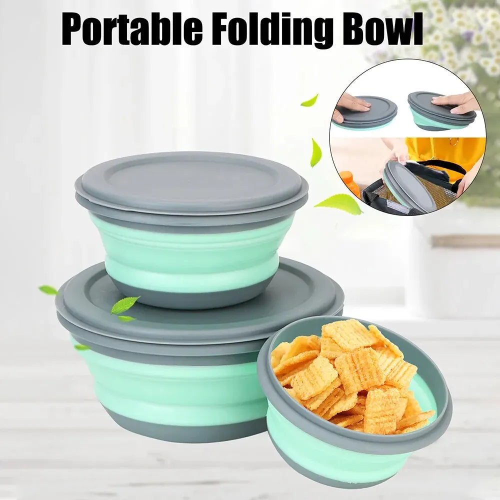 3 Pieces Silicone Folding Bowls with Lid
