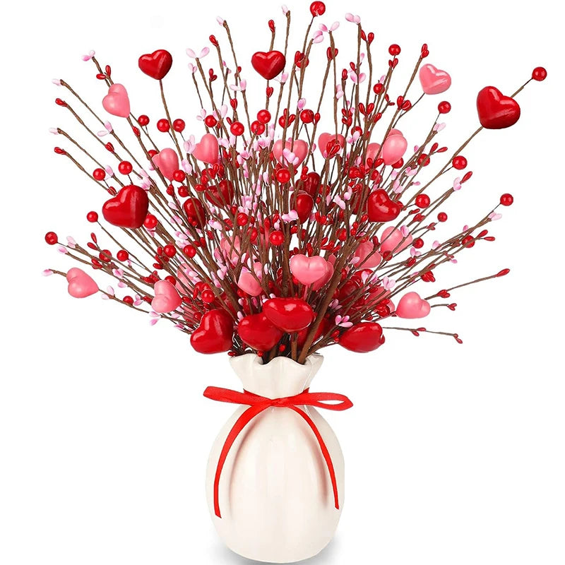 38CM Valentine's Day Gift Artificial Red Pink Berry Stem Fake Bouquet