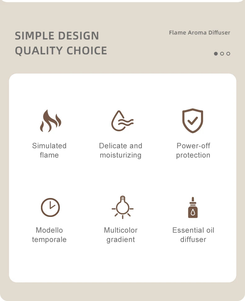 Aroma Diffuser Simulation Colorful Flame Can add Essential Oil with Timing Setting