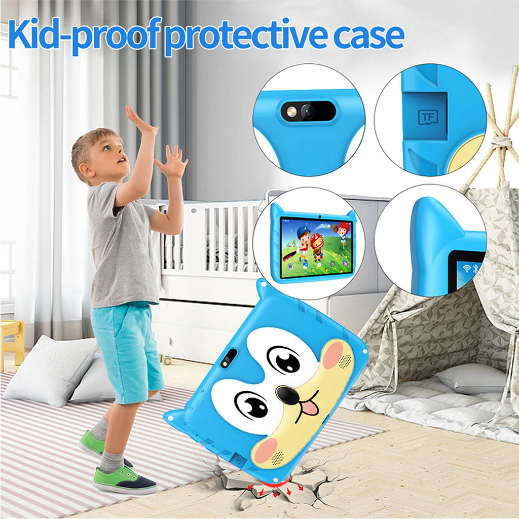 5G WiFi 7 Inch Kids Tablet Quad Core 4GB RAM 64GB ROM Dual Cameras