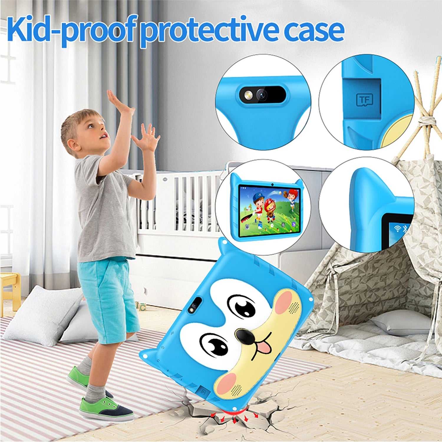 5G WiFi 7 Inch Kids Tablet Quad Core 4GB RAM 64GB ROM Dual Cameras