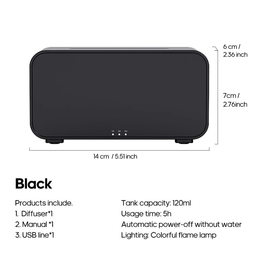 Aroma Diffuser Simulation Colorful Flame Can add Essential Oil with Timing Setting