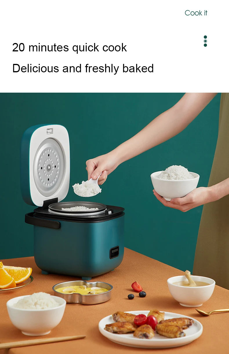1.2L Mini Electric Rice Cooker Intelligent Automatic Household Kitchen Cooker 1-2 People Small Food Warmer Steamer