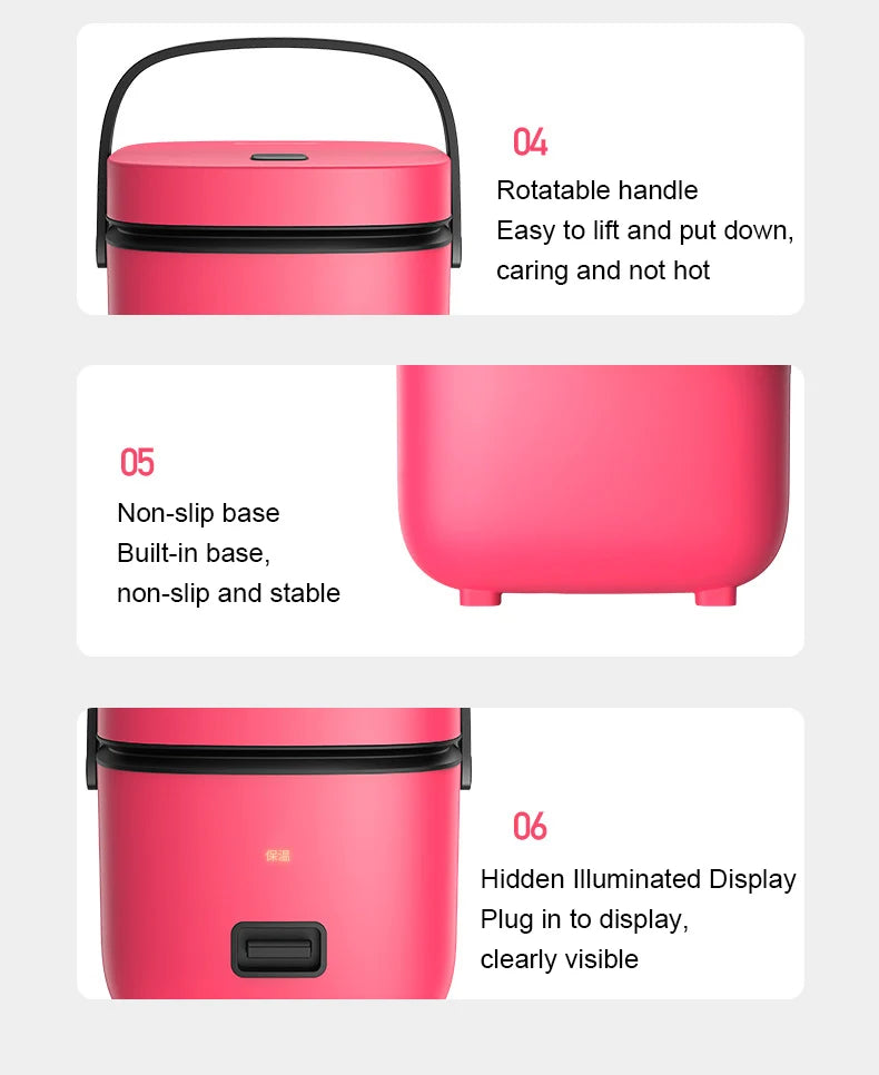 1.2L Mini Electric Rice Cooker Intelligent Automatic Household Kitchen Cooker 1-2 People Small Food Warmer Steamer